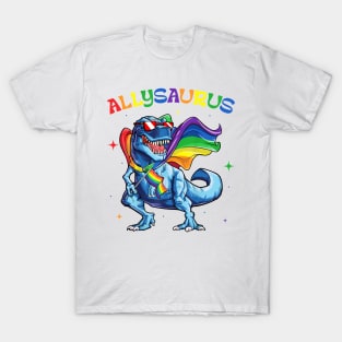 Dinosaur Rainbow Flag Allysaurus LGBT Gift For Men Women T-Shirt